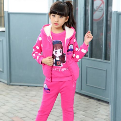 tpwr4到12岁11女童装10秋冬季9小女孩8儿童7秋装6卫衣服5加厚三件套装