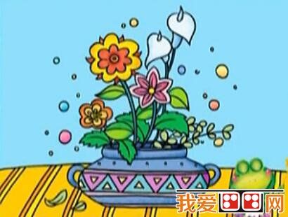儿童绘画教程:《花盆里的花》绘画步骤详解