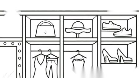 开心画世界简笔画第102集:儿童绘画简笔画教程如何画衣柜!