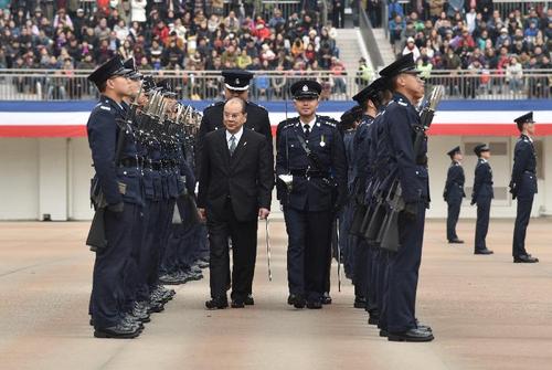 政务司司长张建宗今日(二月三日)出席香港警察学院举行的结业会操.