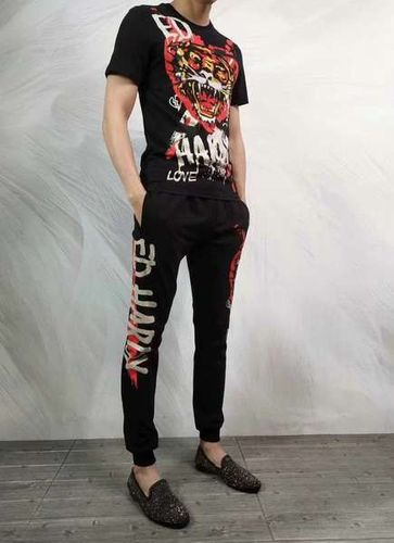 ed hardy衣服 2018新款 老虎情侣休闲短袖套装 mg