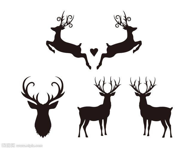 鹿剪影图片