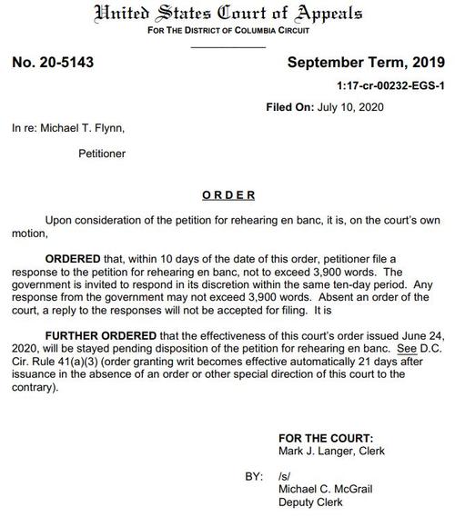 appeals court order to dismiss flynn case stayed