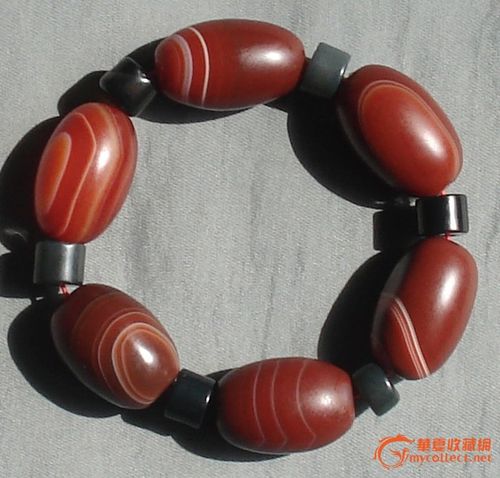 缠丝玛瑙大珠子手串(黑玛瑙隔珠)