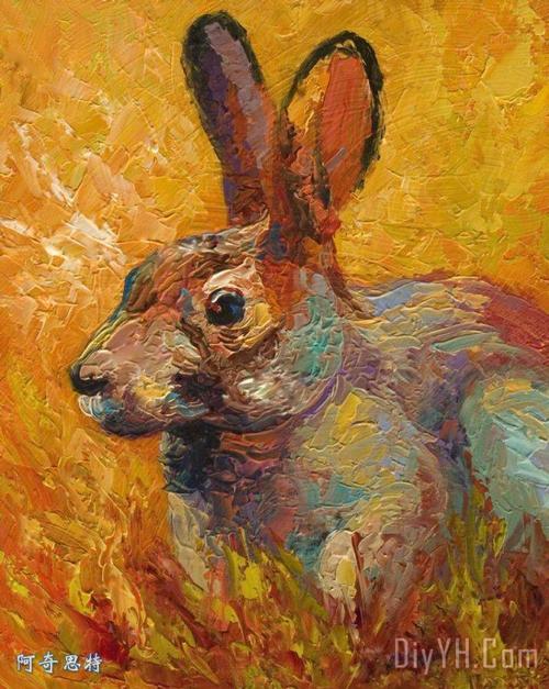 森林兔子iii装饰画_动物_印象_野生的鸟兽等_西方的_森林兔子iii油画