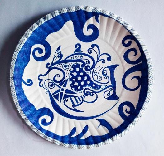 认识青花瓷___幼儿园大班美术课纸盘画