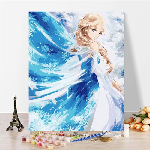 数字油画diy客厅儿童卡通动漫人物手工绘填色油彩装饰画 爱莎公主