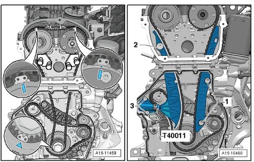audi q5 凸轮轴正时链拆卸和安装图