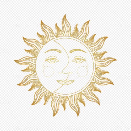 矢量手绘太阳和月亮图案矢量手绘创意