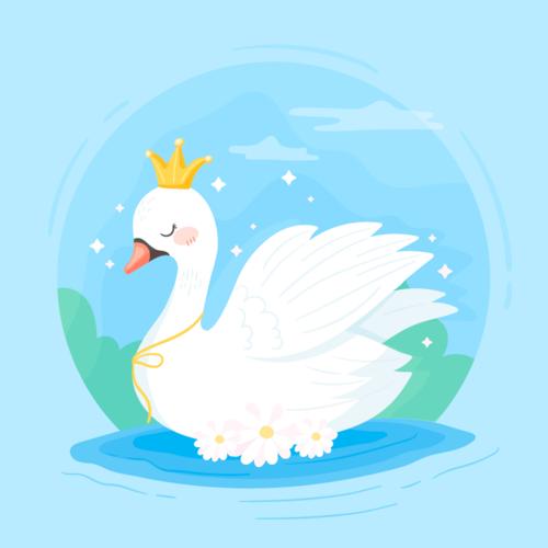 戴王冠的天鹅公主矢量素材