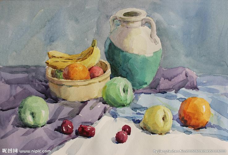 水彩静物-绿罐子设计图__绘画书法_文化艺术_设计图库_昵图网nipic.