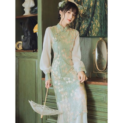 老上海复古民国风小洋装景甜司藤同款旗袍改良版连衣裙子法式名媛