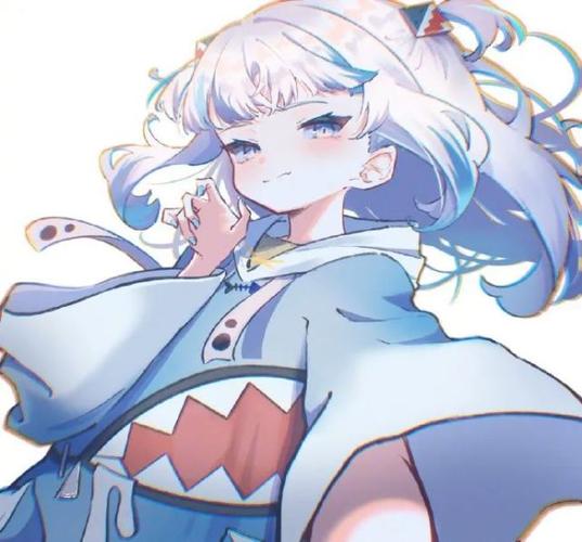 蓝色系奶里奶气小姑娘!鲨鱼拟人插画爱住了!