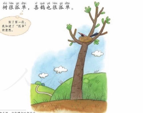 从前,这里有一棵树,树上只有一个鸟窝,鸟窝里只有一只喜鹊.