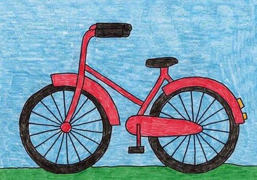 自行车-蜡笔画图集图片_儿童蜡笔画_少儿图库_中国儿童资源网
