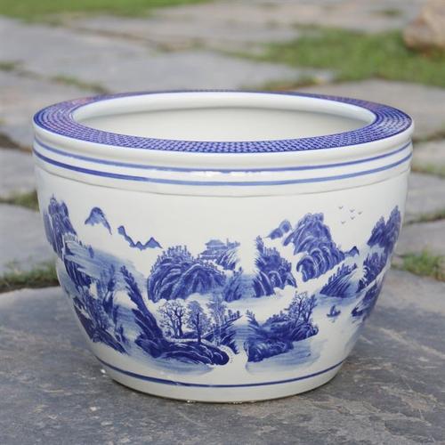 超大清仓盆养鱼陶瓷青花瓷特大号缸庭院大大号荷花种树花盆睡莲水
