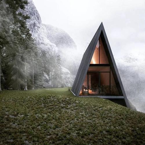 这个三角形别墅由lichtecht设计.