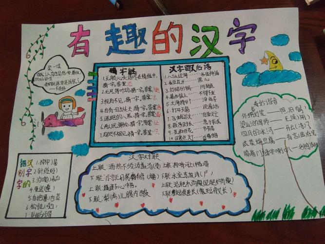 五一班综合性学习"有趣的汉字"之手抄报
