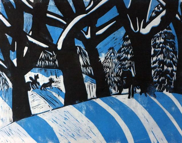 套色版画——《雪景》