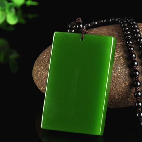 新疆和田玉碧玉无字牌吊坠菠菜绿平安牌吊坠无事牌挂件玉牌子图片