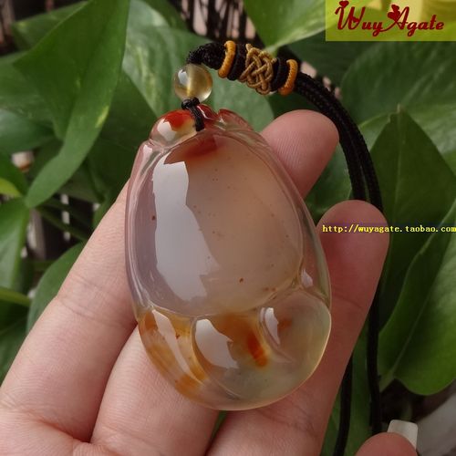 马料纯天然原色无烧高冰玉髓俏色玛瑙吊坠/项坠女 红水草 包邮