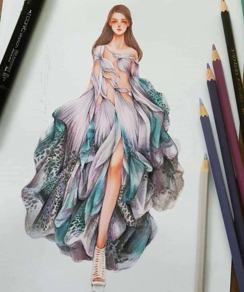 服装设计马克笔时装手绘插画