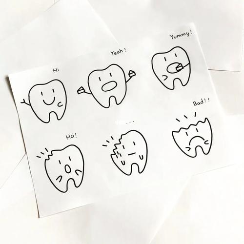 原创ins简笔画︱牙牙蛀牙啦07_简笔画_蛀牙_instagram_刷牙_画个简