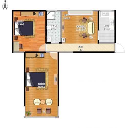 毛湾家园1室1厅1卫1厨88.00㎡户型图