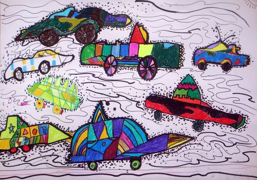 儿童画《未来的汽车》