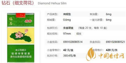 钻石细支荷花多少钱一包钻石细支荷花怎么样