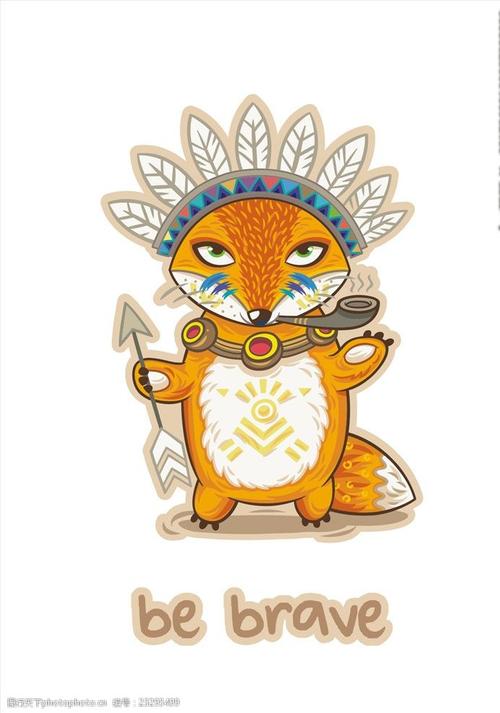 印第安卡通狐狸矢量图下载