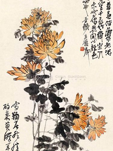 《菊花》即作于1900年暮春的某次"千寻竹斋"与会之中,为吴昌硕应