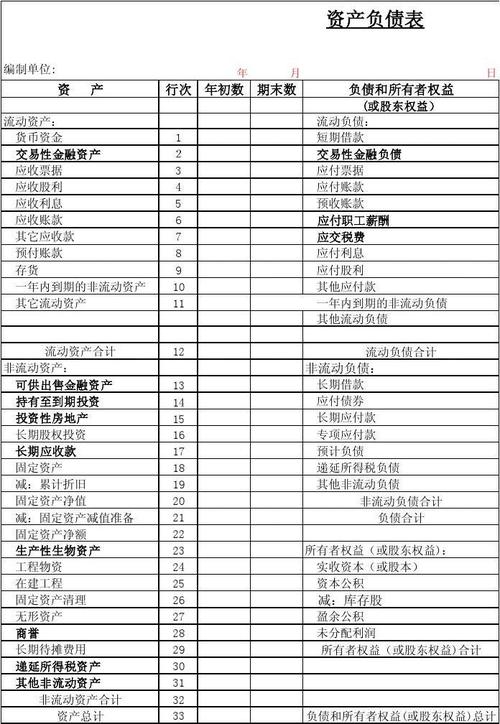 新准则资产负债表excel版格式