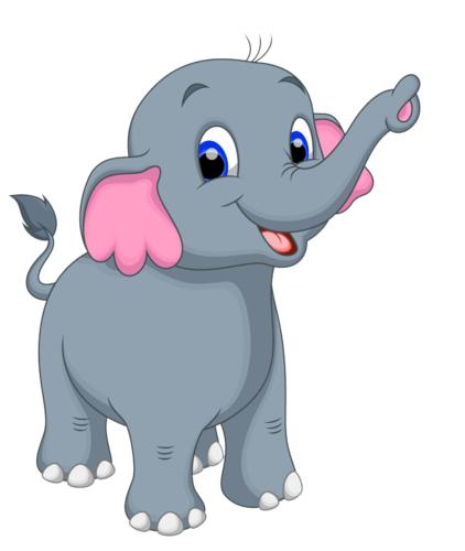 卡通可爱粉耳朵的小象