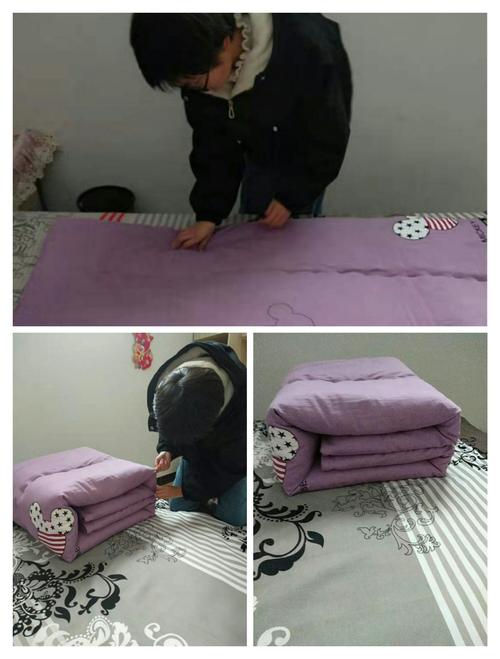 我每天都坚持叠被子,把被子叠成豆腐块,使人看着感觉心情舒畅.