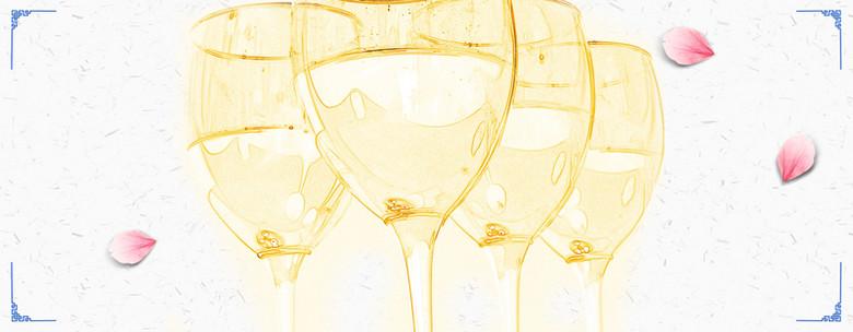 古风酒杯水彩手绘背景