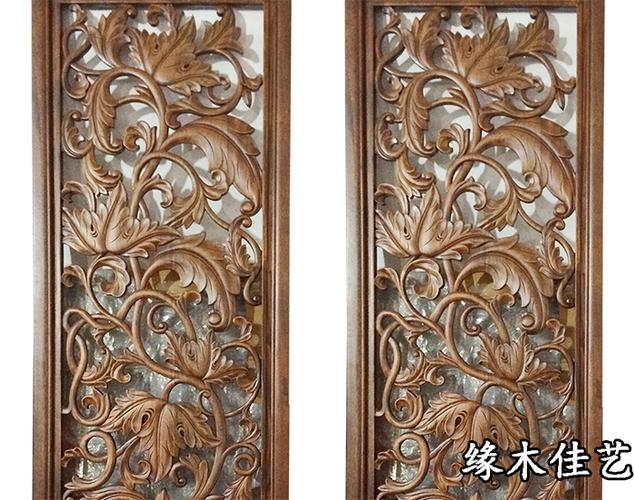 东阳木雕背景墙欧式装饰雕花镂空客厅沙发电视木雕