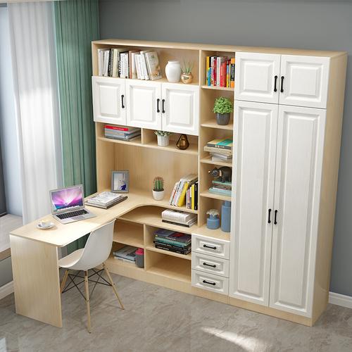 苏宁放心购转角电脑桌书桌衣柜电脑桌一体书柜书桌组合家用台式电脑桌