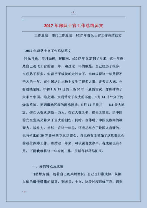 2017年部队士官工作总结.doc
