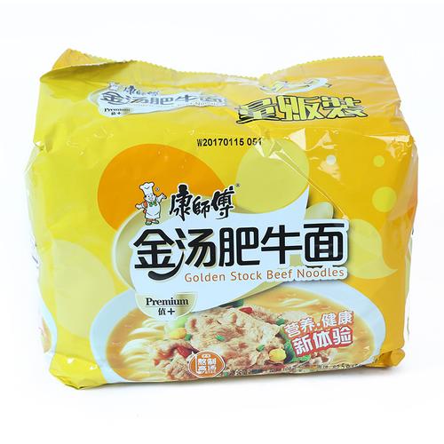 热销方便面散装 面饼 康师傅_康师傅经典金汤肥牛面五连包面饼美味
