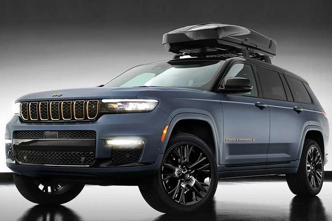 哑光定制涂装拼色内饰jeep大切诺基l改装版还配黑色车顶箱