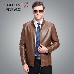 2018劲霸男装正品皮衣男真皮绵羊皮中年秋冬款夹克爸爸装皮衣外套