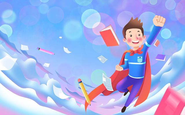 手绘卡通追逐梦想原创插画海报唯美