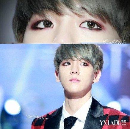 边伯贤烟熏妆眼睛特写的照片