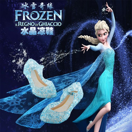 儿童公主水晶鞋艾莎女童透明凉鞋夏季新款灰姑娘鞋女孩防滑沙滩鞋