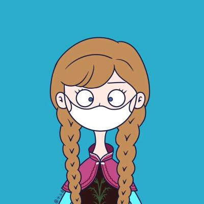 戴口罩的女生头像卡通图片