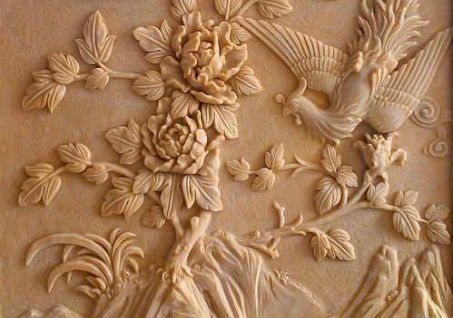 超浮雕花卉 欧式 家和 花开富贵背景墙壁画