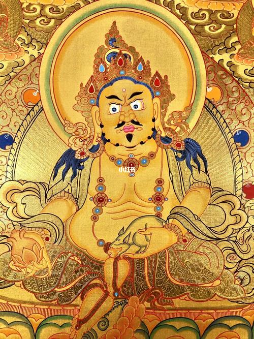 经典金箔唐卡【黄财神】画芯尺寸50×75cm,混矿_金箔