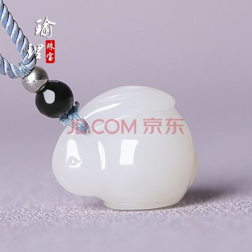 新款和田玉生肖兔吊坠女项链玉兔子小滴溜时尚礼物玉坠立体玉吊坠