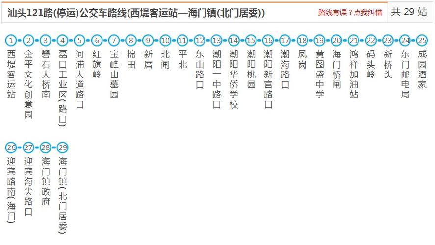 汕头121路(停运)_汕头121路(停运)公交车路线_汕头-潮阳公交线路查询